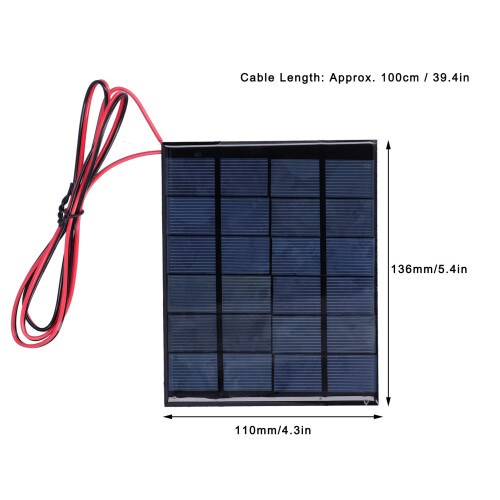 Solar Power Module 2Pcs Mini Epoxy Panel 6V 2W with 100cm Cable for DIY 2