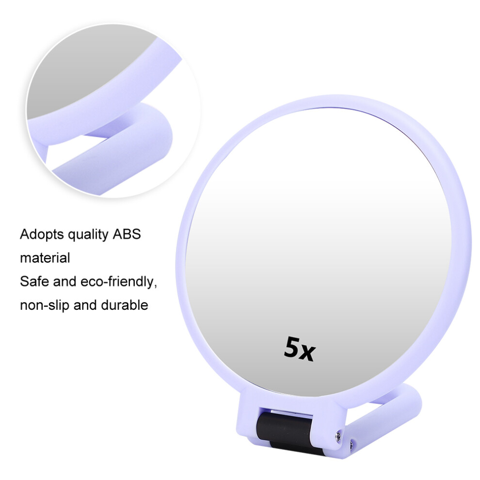 Purple 5X Magnifying Folding Portable Makeup Mirror, 12Cm Diameter