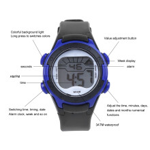 Kids Sports Electronic Watch 3ATM Waterproof PU Strap Black