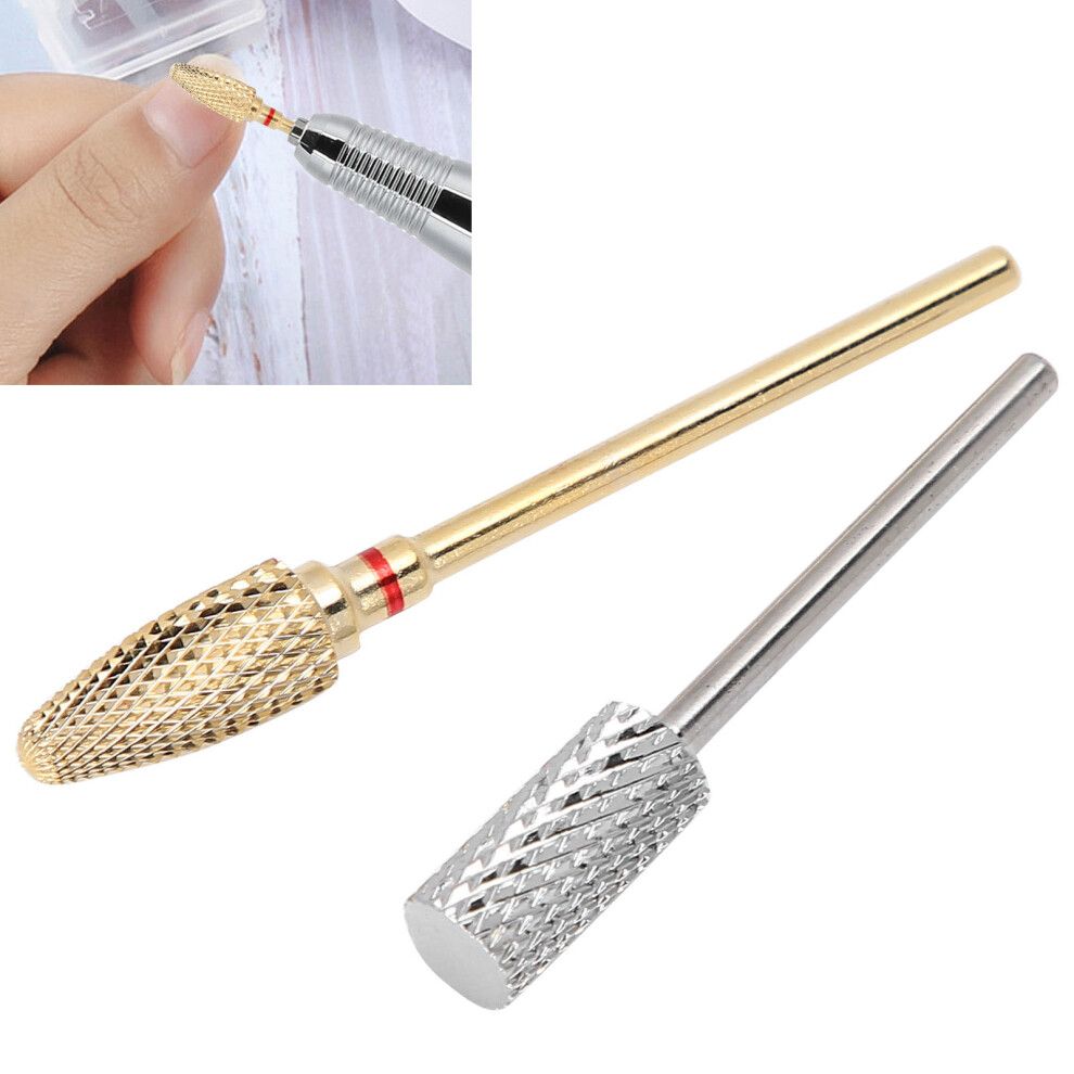 2pcs Tungsten Steel Nail Drill Bits 2.35mm Shank for Manicure & Pedicure