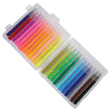 Watercolor Pen Set 24 Colors Washable Soft Fiber Tip School Supplies