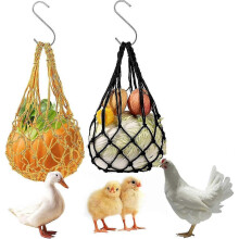 Chicken Feeder, 2PCS Hanging Net Bag for Chickens, Automatic Chicken Feeder, Hanging Feeder Food Skewer, Anti-Waste Net Bag for Fruits and Vegetables