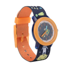 Children’s Water-Resistant Orange Cartoon Quartz Watch with Ribbon Strap
