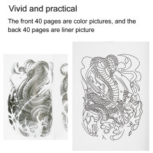 80 Pages Tattoo Practice Book with Color & Outline Pages, 28.5 x 21cm