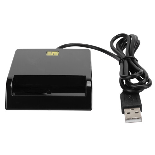 Black ABS Smart Card Reader 608 for Windows & Linux with SIM & Memory Slots