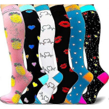 (L XL,Style 02)Compression Socks For Women & Men Circulation 6 Pairs For Athletic Running Cycling