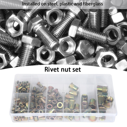 165PC Copper Alloy Rivet Nut Set M3-M12 Hand Tools Fasteners 1