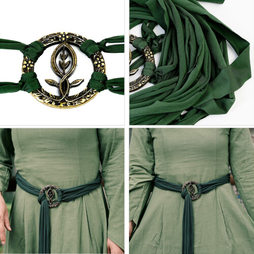 Elegant Medieval Girdle Belt With Leaf Motif Adjustable-bronze 1