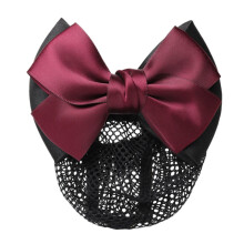 Chignon élégant pour femme, barrette décorative avec nœud papillon, construction en maille et tissu extensible, snood léger et résistant.