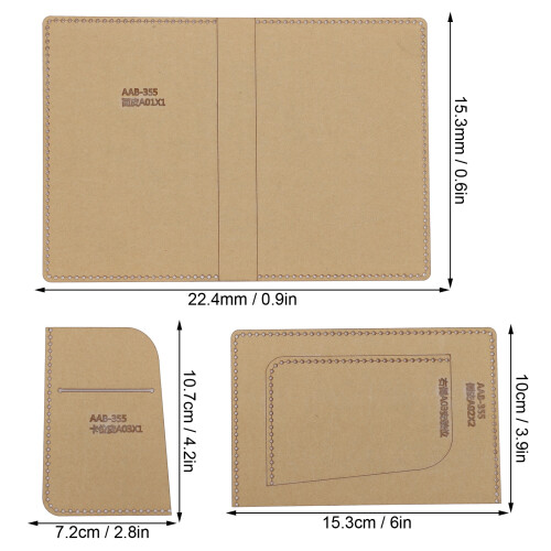 3Pcs Acrylic Wallet & Passport Holder Template Set, Leather Pattern Mold 2