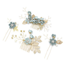 Delicate bladhaaraccessoires voor bruidshaar, haarclips voor de bruid, bloemenhoofdtooi voor de bruiloft, bruidshaarjuwelen, elegante kapsels.