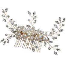 Verstelbare haarkammen voor de zijkant, elegant ontwerp met strass-steentjes, handgemaakt met parels en een bloemmotief, ingelegd met diamanten,