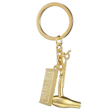 Porte-clés professionnel de la beauté, pendentif peigne, ciseaux et sèche-cheveux, en alliage durable avec surface résistante au ternissement,