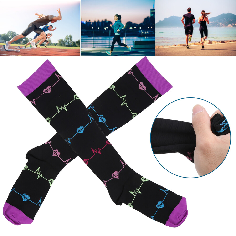 Outdoor Sports Compression Socks L/XL Black Calf Length Running Riding Climbing