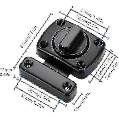 Turn Latch/door Latch for Various Doors - Black 1