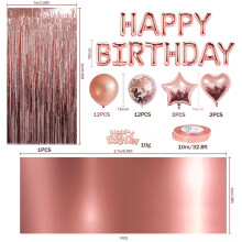 Rose Gold Birthday Party Decorations Set for Girls Women Baby Supplies
