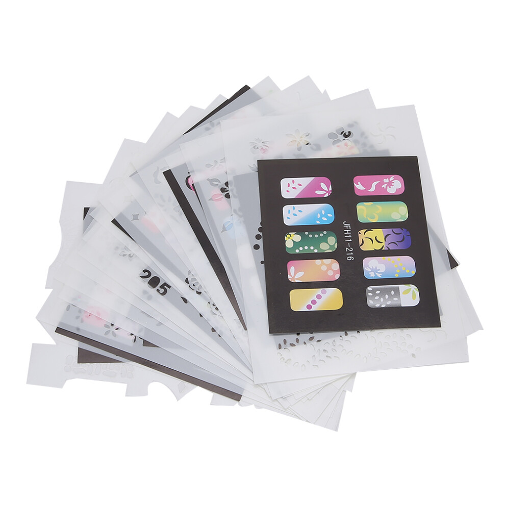 20pcs Reusable PET Nail Art Printing Templates for Home & Salon Manicure