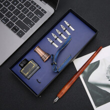 Vintage Calligraphy Dip Pen Set with Stainless Steel Nibs, Wooden Body