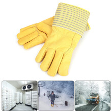 Cold Resistant Cowhide Gloves - -180 to -250, Windproof, Waterproof, 32cm Yellow Unisex