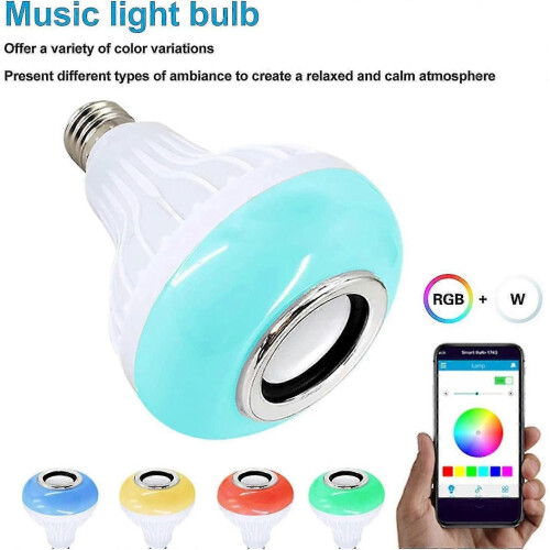 LED Music Light Bulb with Built in Bluetooth Speaker, Multiple Color APP Dual Control Smart Bulb, 12 1