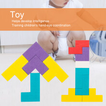Wood Blocks Puzzle Desktop Game, 28x18cm, Eco-Friendly Paint
