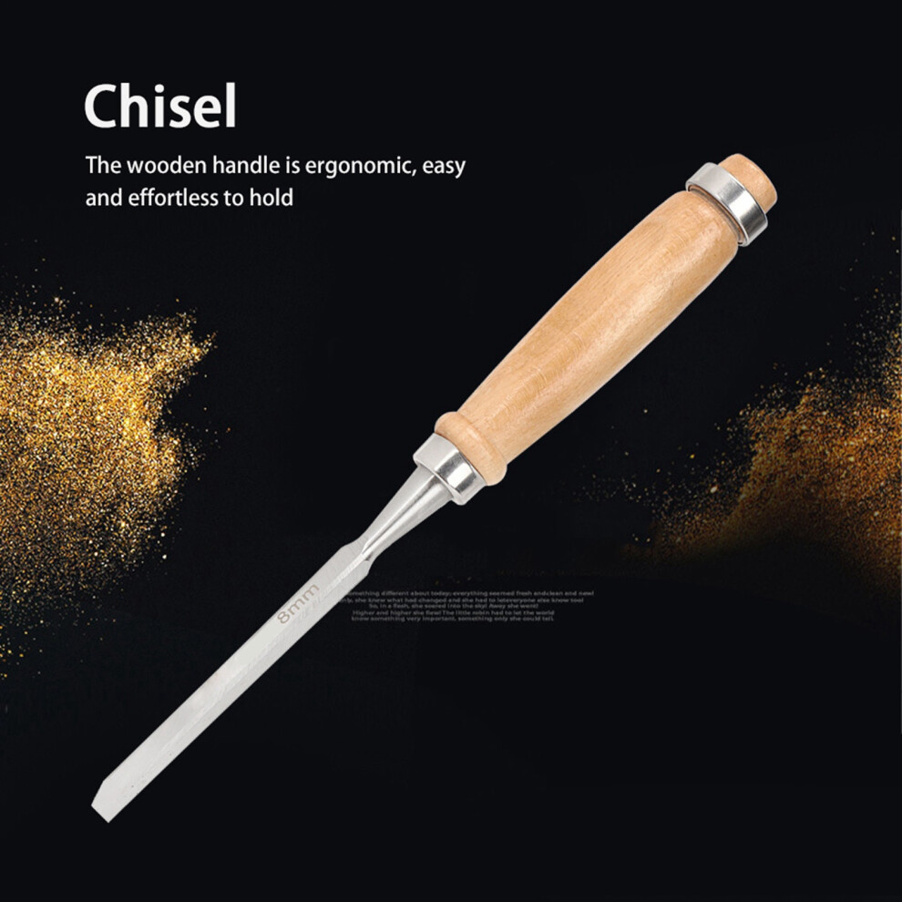 8Mm Chrome Vanadium Alloy Steel Wood Chisel For Carpentry, Durable Hand Tool 4911392491450