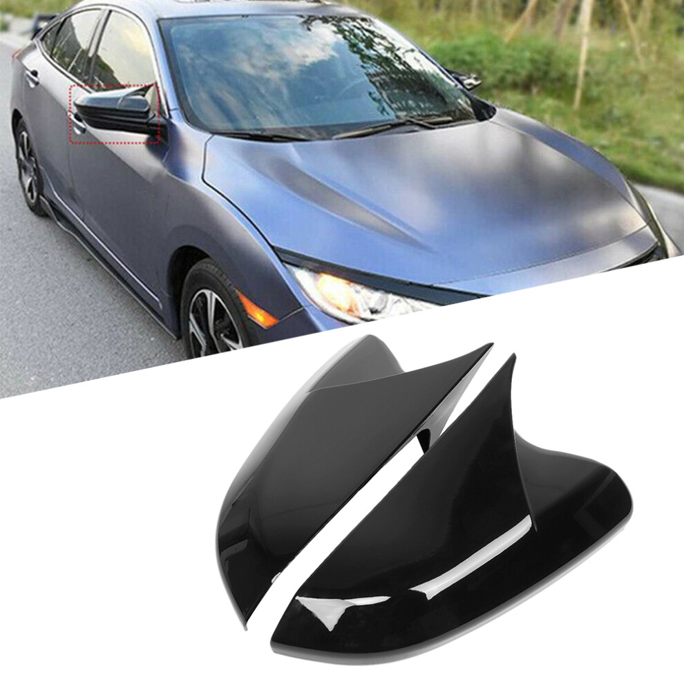 Glossy Civic Mirror Cap Cover Black 7340572597335