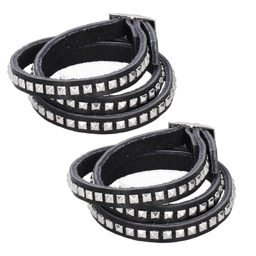 2pcs Adjustable Multilayer Rivet Leather Bracelets for Parties and Dates 1