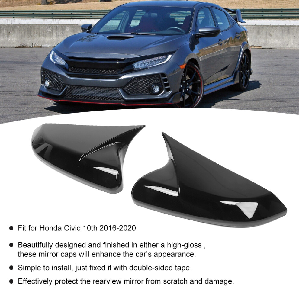 Glossy Civic Mirror Cap Cover Black 7340572568007