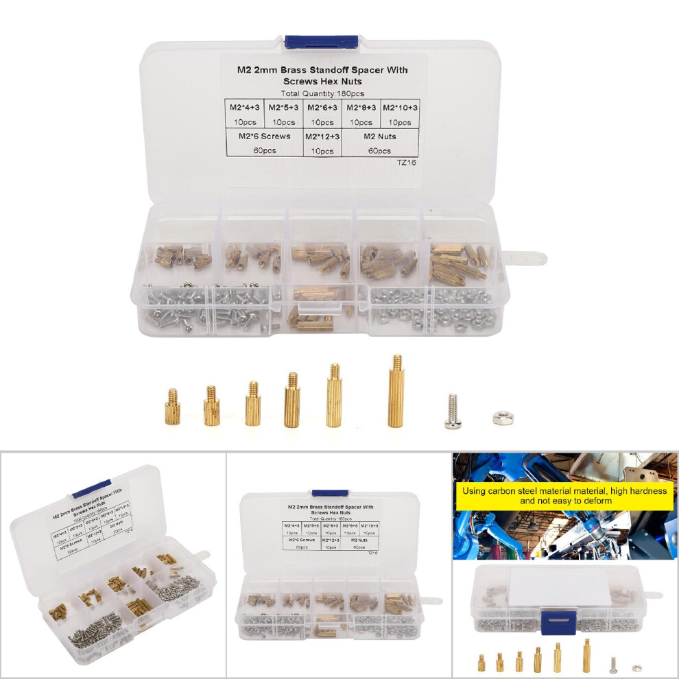 180Pcs M2 Standoff Kit Carbon Steel