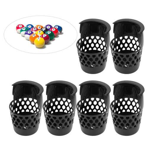 6Pcs Black Plastic Billiard Ball Drop Net Pockets, 20cm High