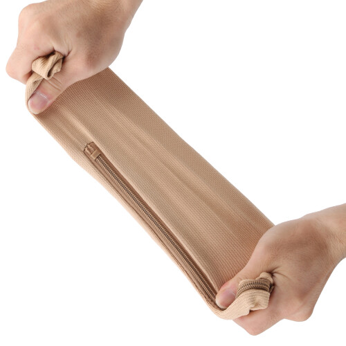 Zipper Mid Calf Compression Socks, Skin+Bronze, L/XL 2