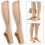 Zipper Mid Calf Compression Socks, Skin+Bronze, L/XL 16
