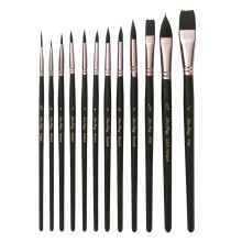 12pcs Nylon Hair Paint Brushes Set Suitable for Acrylic, Oil, Watercolor & Crafts
