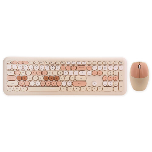 Mofii 666 Wireless Keyboard Mouse Set 110 Keys 2.4G Light Brown 2