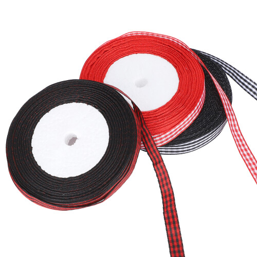 Decorative Fabric 3 Pack Plaid Ribbon Check for Xmas Gift Wrapping