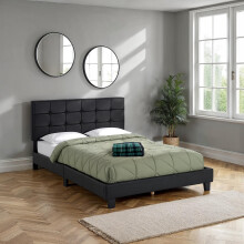 Arran 4ft 6inch Double Bed in Black Faux Leather