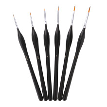 6pcs Detail Paint Brush Set 000#-4# Nylon Hair, Ergonomic Wooden Handles