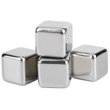 304 Stainless Steel Whiskey Ice Cubes - Reusable 2.6x2.6cm, Silver (4PCS)