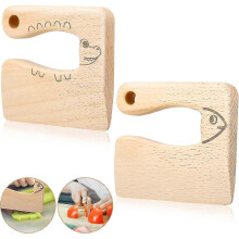 2 Pcs Wooden Kids Knife for Cooking, Children's Safe Knives Wooden Kids Knife for Cooking And Cutting Veggies Fruits