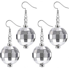 Disco Ball Earrings 60's or 70's Women's Silver Disco Ball Earrings - 2 Pairs - DD0