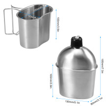 Heavy-Duty Stainless Steel Military Canteen with Cup for Camping Backpacking