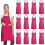 (Rose Red) 12 Pack Solid Bib Aprons with 2 Pockets Unisex Commercial Aprons Bulk A - DD 1