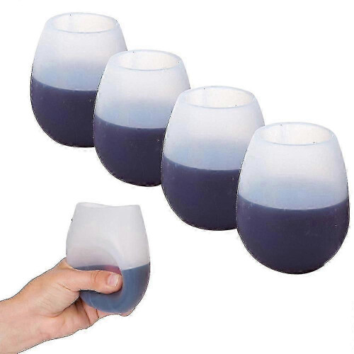 5 Pack Silicone Wine Glasses Unbreakable Stemless Wine Cups Silicone Dishwasher