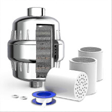 20-stage Shower Head Filter, Showerhead Filter for Hard Water, High Output Shower Water Filter with 3 Replaceable Filter Cartridges for Removing Chlor