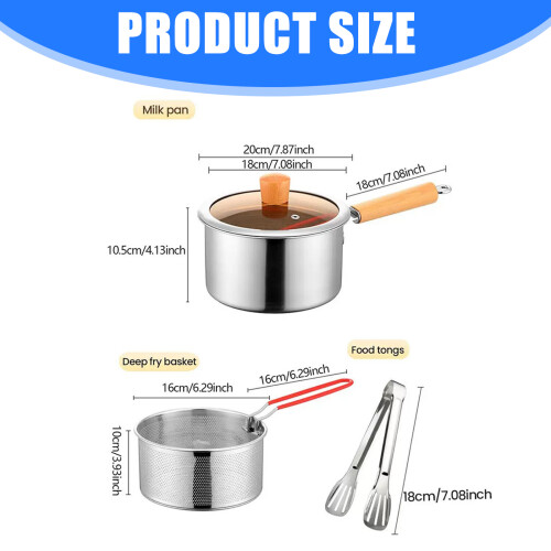 Efficient Deep Fryers Set with Lid Frying Strainer Basket 2