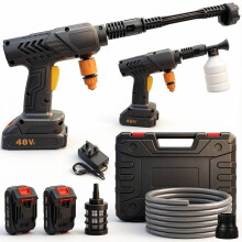 7in1 Battery Powered Cordless High Pressure Washer Jet Water Wash Cleaner Gun + 2 3000mAh Batteries 6 in 1 Nozzel