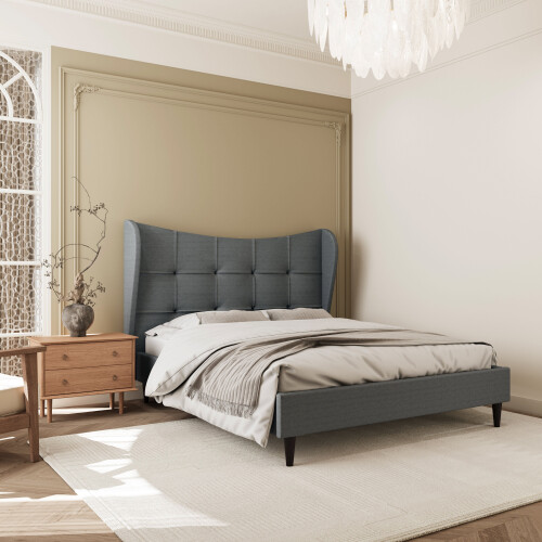 Seconique Verona 4ft 6icnh Double Bed Frame Grey Fabric 1
