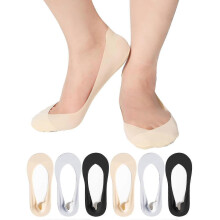 (3 color) 6 Pairs Invisible Socks for Women No Show Low Cut Ultra Socks Non Slip Cotton Liner Boat Socks Ladies Size 4-7