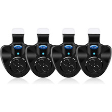 4pcs Black Electronic LED Light Fishing Bite Sound Alarm Bell Clip On Fishing Rod - DD01